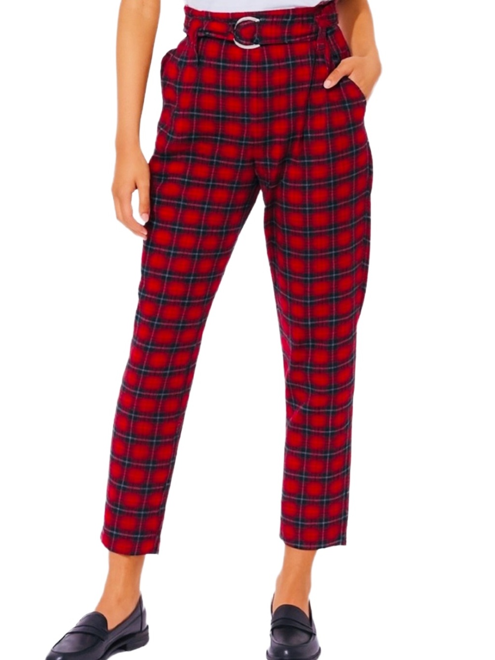 SEEK THE LABEL x LF Red Tartan Belted Pants Women’s S - Picture 2 of 9